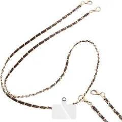 grooblue スマホストラップ ショルダー 首掛け 肩掛け 斜め掛け ネックレスのようなチェーンが可愛い スマホショルダー ネックストラップ 落下防止 (ダークブラウン)