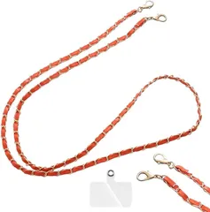 grooblue スマホストラップ ショルダー 首掛け 肩掛け 斜め掛け ネックレスのようなチェーンが可愛い スマホショルダー ネックストラップ 落下防止 (オレンジ)