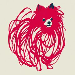 【Red Line - ポメラニアン犬 No.3】ジークレー版画＊名入れOK！ アートポスター、ペットロス、北欧モダン、ミニマルインテリア、カフェスタイル