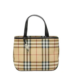 バーバリー ノバチェック ハンドバッグ トートバッグ ベージュ ブラック PVC レザー レディース BURBERRY【1-0235964】