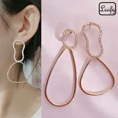 ダブルリングピアス 形違い 大振り ゴールド 14KGP ティアドロップ オーバル 個性的 春  2026 新生活 フォーマル パーティー 二次会 お呼ばれ レディース プレゼント ギフト アクセサリー ピアス