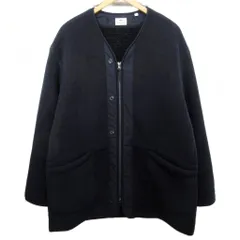 ユニクロ UNIQLO × エンジニアドガーメンツ Engineered Garments コラボ 美品 フリースノーカラーコート ジャケット 裏ボア L 紺 ネイビー ■YHS5 1008