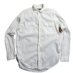 Polo by Ralph Lauren リネン コットンシャツ ホワイト 長袖 ダブルポケット ラルフローレン 古着