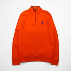 POLO GOLF RALPH LAUREN ハーフジップ スウェット トレーナー M オレンジ ポニー刺繍