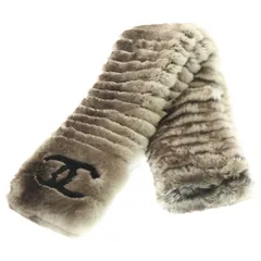 CHANEL (シャネル) ココマーク オリラグ ファーストール マフラー グレー
