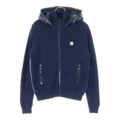 MONCLER (モンクレール) 14AW ニット切り替え ワッペンロゴ フーデッド ジップアップ ダウンジャケット ネイビー 420919436900 94111