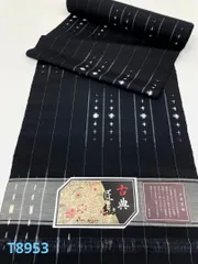 古典匠紬 縦縞に絣柄 黒地 正絹 反物