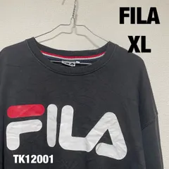 FILA トレーナー 長袖 XL ブラック スウェット ビッグロゴ クルーネック 大きいサイズ フィラ 古着 TK12001