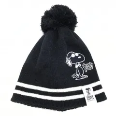 【新品】パーリーゲイツ×PEANUTS ニット帽 ネイビー×白 スヌーピー ボンボン付  FR  ゴルフウェア PEARLY GATES