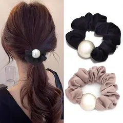 My sweetie ヘアゴム 2本セット パール風 シュシュ 跡がつかないヘアゴム 髪ゴム おしゃれ 髪留め ヘアアクセサリー 大人 ヘアアレンジ レディース