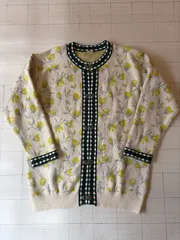 ト2510-②-5316 ニコアンド… niko and … ボタニカル柄カーディガン　ニットジャケット　F