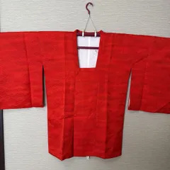 【き710】朱赤 青海波地紋 裏稚児柄 羽織 袷 レディース アンティーク リメイク素材 着物 和装