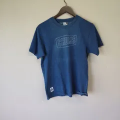 M10186 CHUMS チャムス ロゴ Tシャツ 半袖 インディゴ ブルー メンズ Sサイズ クルーネック デニム風 綿100％ カジュアル アウトドア