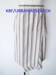 KBF/URBAN RESEARCH　ケービーエフ　スカート　Mサイズ　One　ライトベージュ×ネイビー×エンジ　ストレッチ素材　ウエストゴム　送料込み　6459146のサムネイル