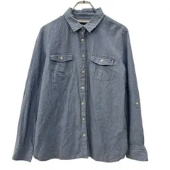 TOMMY HILFIGER 長袖 無地シャツ XLレディース ライトブルー トミーヒルフィガー ボタン 胸ポケット 刺繍ロゴ ワンポイント 春物 a710-6596