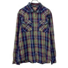 Levi's 長袖 チェックシャツ XL ネイビー マルチカラー リーバイス スナップボタン 胸ポケット コットン100% カジュアル 春物 a710-6600のサムネイル