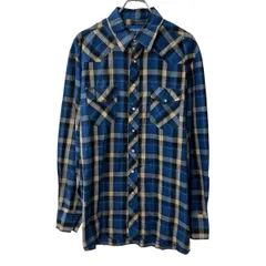 Wrangler 長袖 ウエスタンシャツ XL ブルー マルチカラー ラングラー チェック柄 スナップボダン 胸ポケット トップス 春物 a710-6604のサムネイル