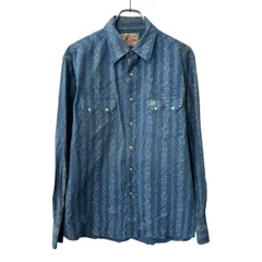 Wrangler 長袖 ウエスタンシャツ L ブルー マルチカラー ラングラー ストライプ 柄 スナップボダン 胸ポケット トップス 春物 a710-6618のサムネイル