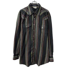 Portland Outdoor Store 長袖 ウエスタンシャツ XL ブラック マルチカラー ストライプ スナップボダン 胸ポケット トップス 春物 a710-6620のサムネイル