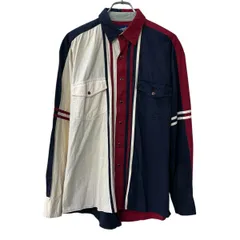 Wrangler 長袖 ストライプシャツ M ネイビー レッド ホワイト ラングラー スナップボダン 胸ポケット トップス 春物 a710-6637のサムネイル