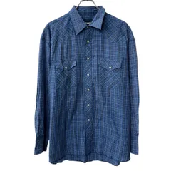 Wrangler 長袖 ウエスタンシャツ XL～ ブルー マルチカラー ラングラー チェック柄 スナップボダン 胸ポケット トップス 春物 a710-6639のサムネイル