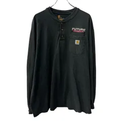 Carhartt 長袖 ロゴTシャツ XL ブラック カーハート ヘンリーネック プルオーバー ロンT カットソー トップス 春物 a710-6676のサムネイル