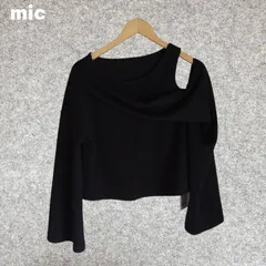 mic 黒の片肩露出長袖クロップドニット Fサイズ
