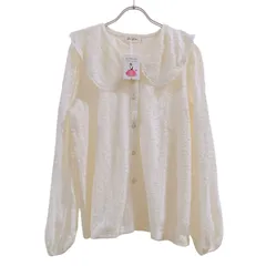 【未使用】ブラウス 総レース ホワイト トップス 長袖 大柄 大きいサイズ 2XL XXL リボン付き