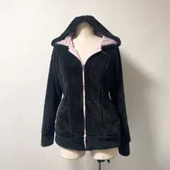 adidas アディダス ボアジャケット フーディ パーカー ブラック 黒 裏地ピンク Lサイズ 刺繍 ラメロゴ Y2K グランジ コア ダークコア 平成ギャル 00s