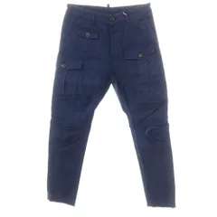 【新品】ディースクエアード DSQUARED2 ダメージ＆リペア加工 コットン カーゴパンツ ネイビー【サイズ44】【メンズ】のサムネイル