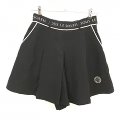 【新品】ソルソレイユ キュロットスカート 黒×白 ウエストロゴ プリーツ レディース S ゴルフウェア SOUS LE SOLEIL