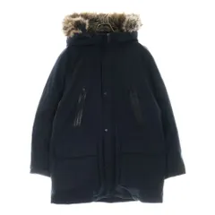 MICHAEL KORS (マイケルコース) レイヤードデザイン ファー付き フーデッド 中綿 ロングジャケット ネイビー MC27390