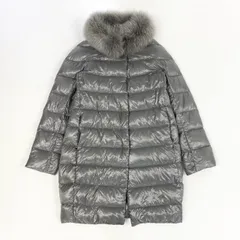 75j29 HERNO ヘルノ ロング ダウンコート アウター フォックスファー着脱可 21633DP 12017 2000 42サイズ グレー レディースu02t