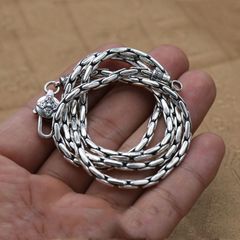 キングチェーン ネックレス 70cm 6mm 94g タイシルバー編み込みメンズ