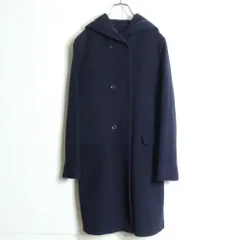 【美品】ニューヨーカー★フーディ コート サイズ11 ダブルフェイス ネイビー系 あったかウール混♪ 厚手 無地 z15963