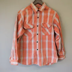 M10190 【Levis】リーバイス RED TAB レッドタブ 長袖 ネルシャツ オレンジ系 Lサイズ チェック柄 メンズ 秋 前面ポケット２つ カジュアル