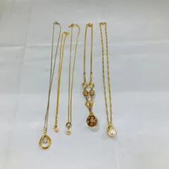 A【5点まとめ】ネックレス パール 真珠 珊瑚 カラーストーン まとめ売り アクセサリー 小物