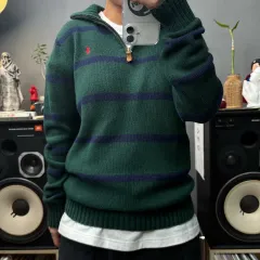 ポロラルフローレン ストライプニット グリーン