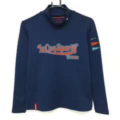 【超美品】ルコックゴルフ 長袖ハイネックシャツ ネイビー×オレンジ フロントロゴ 裏微起毛 レディース M ゴルフウェア le coq sportif