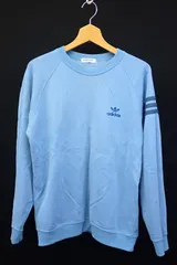 ■ 70  アディダス   ヴィンテージ トレーナー スウェット 水色  サイズL■adidas/デサント