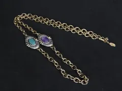 ■極美品■ LANCEL ランセル ヴィンテージ 天然石 アメジスト ターコイズ ネックレス アクセサリー レディース  ゴールド系 DK7263