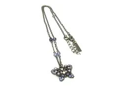 ANNASUI アナスイ バタフライ 蝶々 ラインストーン ネックレス ペンダント アクセサリー レディース シルバー系×パープル系 DK7408