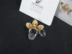 ■美品■ SWAROVSKI スワロフスキー クリスタルメモリーズ 苺 ストロベリー ピンブローチ ピンバッジ アクセサリー ゴールド系 DK7092