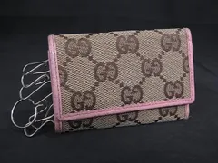 GUCCI グッチ GG柄 キャンバス×レザー 6連 キーケース 鍵入れ レディース ブラウン系×ピンク系 DK7485