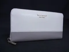 kate spade ケイトスペード PWR00281 レザー ラウンドファスナー 長財布 ウォレット 小銭入れ 札入れ アイボリー系×グレー系 DK7530