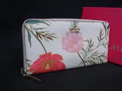 kate spade ケイトスペード PWRU6209 PVC フラワー 花柄 ラウンドファスナー 長財布 ウォレット 札入れ 小銭入れ アイボリー系 DK7543