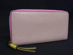 ■美品■ TORY BURCH トリーバーチ レザー ラウンドファスナー 長財布 ウォレット 小銭入れ ベージュ系×コーラルピンク系 DK7532