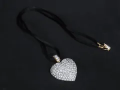 ■極美品■ SWAROVSKI スワロフスキー ラインストーン ハート ネックレス ペンダント アクセサリー ホワイト系×ゴールド系 DD9327