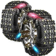 タイヤチェーン 非金属チェーン8本セット 車用タイヤチェーン 取付簡単 155mm～265mm サイズ調整可 滑り止めチェーン P-TL10-BK(8PS)