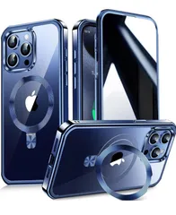 【新品】iPhone 15 Pro Max ケース ブルー MagSafe対応 多機能隠しスタンド付き 耐衝撃 クリア背面 黄変防止 薄型 ハイブリッド設計 WTAIYUN製